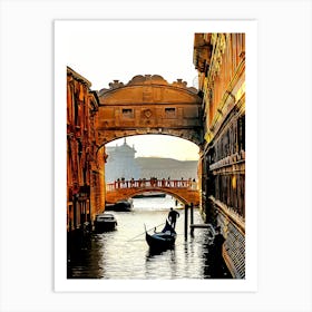 Italy, Veneto, Venice, Bridge Of Sighs With Gondolier Art Print