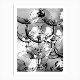 Champagne Glasses Black and White_2242704 Art Print