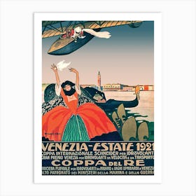 Venice, Italy, Vintage Aviation Poster Art Print