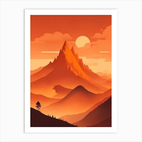 Misty Mountains Vertical Composition In Orange Tone 10 Art Print