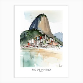 Rio De Janeiro Brazil Watercolour Travel Poster 2 Art Print