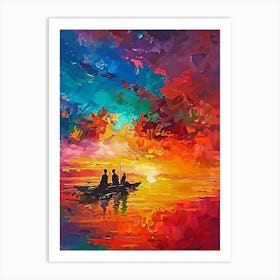 Sunset In The Boat Art Print