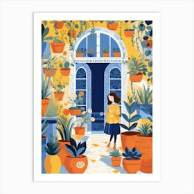 Girl In A Garden Art Print