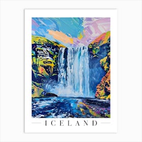 Iceland Skogafoss Waterfall Colourful Art Print Art Print