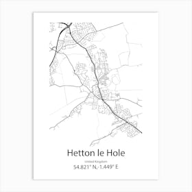 Hetton Le Hole,United Kingdom Minimalist Map Art Print