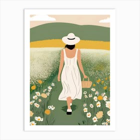 Woman Walking Through A Field Art Print