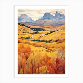 Autumn National Park Painting Torres Del Paine National Park Chile 1 Art Print