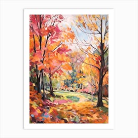 Autumn City Park Painting Parc De La Tete D Or Lyon France 2 Art Print