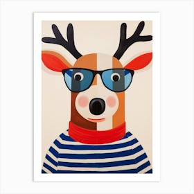 Little Reindeer 2 Wearing Sunglasses Art Print