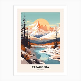 Vintage Winter Travel Poster Patagonia Argentina 3 Art Print