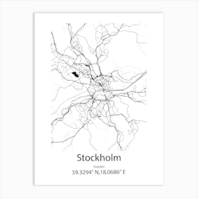 Stockholm,Sweden Minimalist Map Art Print