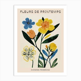 Spring Floral French Poster  Evening Primrose 1 Art Print