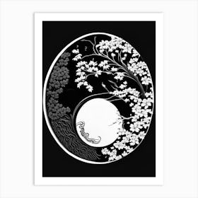 Minimal Yin and Yang 3 Linocut Art Print