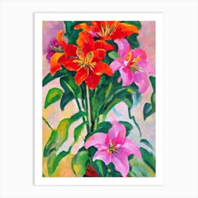 Inca Lily Floral Print Abstract Block Colour 1 Flower Art Print
