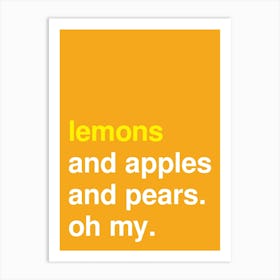 Lemons And Apples Bold Kitchen Statement In Yellow Art Print