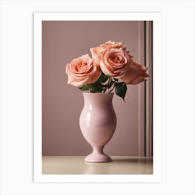 A Vase Of Pink Roses 20 Art Print