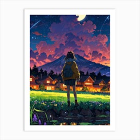 anime night sky Art Print