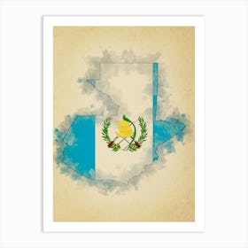 Guatemala Flag Vintage Art Print