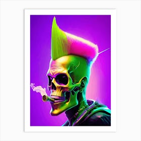 Punk Skull Smoking 1 Art Print