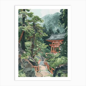 Koyasan Japan 3 Retro Illustration Art Print