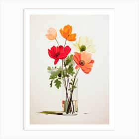 Watercolor Flowers In A Vase Art Print