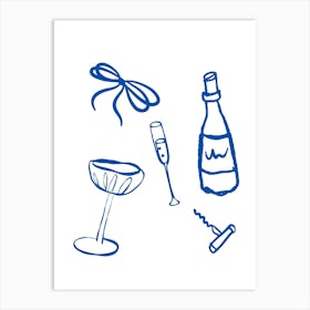 Doodle Drawing Of A Bottle Of Champagne Art Print