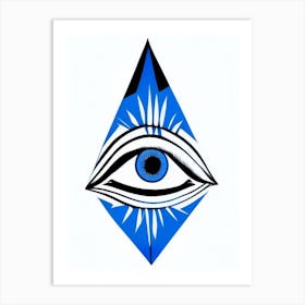 Energy, Symbol, Third Eye Blue & White 1 Art Print