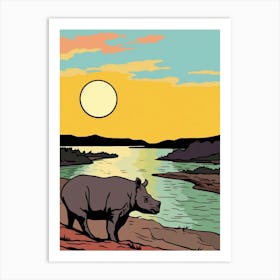 Rhino In The Sunset 1 Art Print