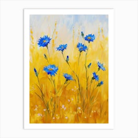 Blue Flowers In The Field Art Print