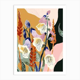 Colourful Flower Illustration Foxglove 4 Art Print