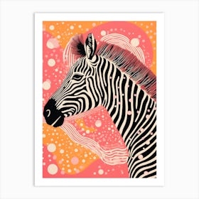 Zebra Orange & Pink Pattern 3 Art Print