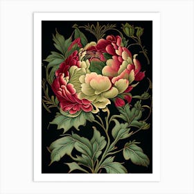 Peony Floral 1 Botanical Vintage Poster Flower Art Print