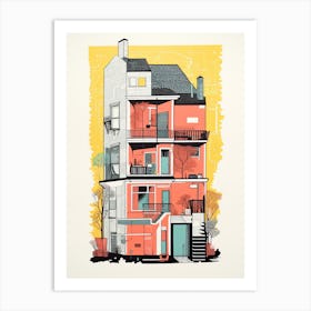 A House In Montreal, Abstract Risograph Style 1 Art Print