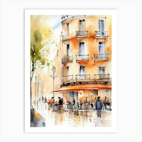 Watercolor Of A Cafe In Paris 7 Art Print