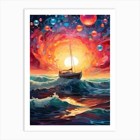 Sailboat At Sunset 4 Art Print