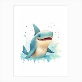 Cartoon Watercolour Nurse Shark Kids Nursery 3 Art Print