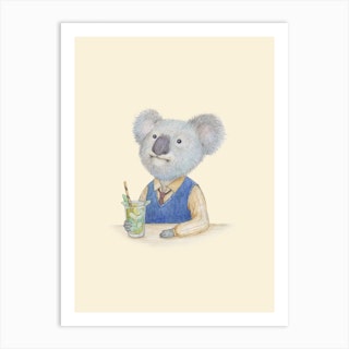 Koala And Mojito Art Print