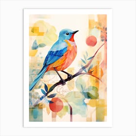 Bird Painting Collage Bluebird 5 Art Print