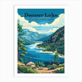 Donner Lake California Outdoor Digital Travel Illustration Art Print