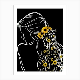 Sunflowers In The Hair Art Print