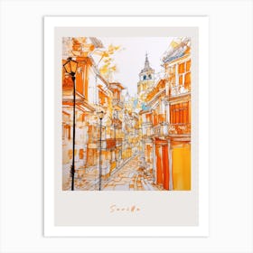 Seville Spain Orange Drawing Poster Art Print