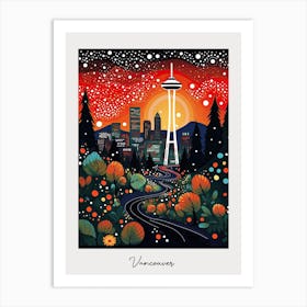 Poster Of Vancouver, Illustration In The Style Of Pop Art 1 Art Print
