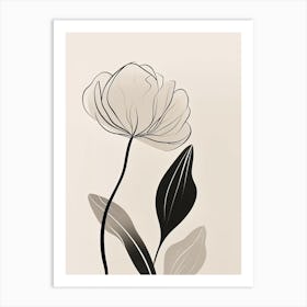 Line Art Tulips Flowers Illustration Neutral 14 Art Print