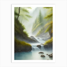 Waterfall In The Forest Art Art Print