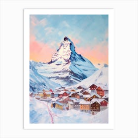 Dreamy Winter Painting Zermatt Switzerland 3 Art Print