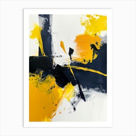 Yellow And Black Abstract Painting Art Print