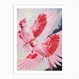 Pink Ethereal Bird Painting Northern Cardinal 2 Art Print