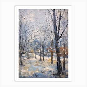 Winter City Park Painting Parc De La Tete D Or Lyon France 1 Art Print