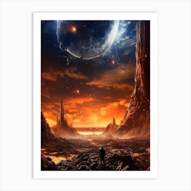 Man Looking At A Planet Art Print