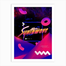 Neon synthwave horizon #2 [synthwave/vaporwave/cyberpunk] — aesthetic retrowave neon poster Art Print